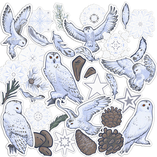 Cavka 34 PCS Sticker Pack for Laptop Snowy Owls