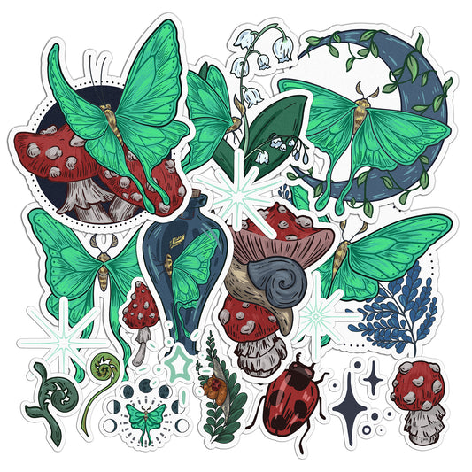 Cavka 22 PCS Sticker Pack for Laptop Green Moth