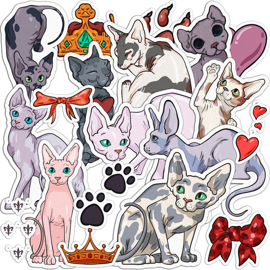 Cavka 19 PCS Sticker Pack for Laptop Sphynx Cats