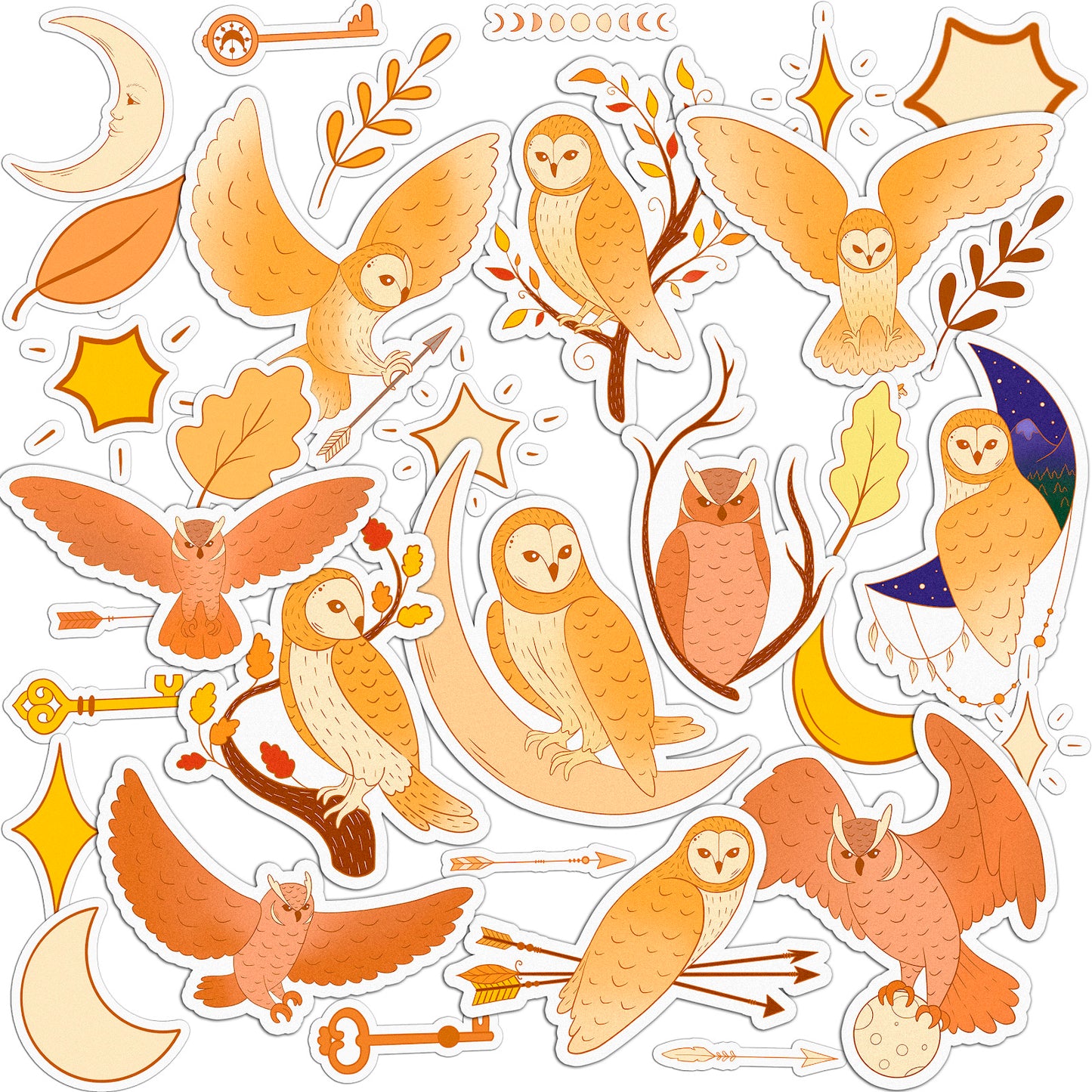 Cavka 35 PCS Sticker Pack for Laptop Gold Owl