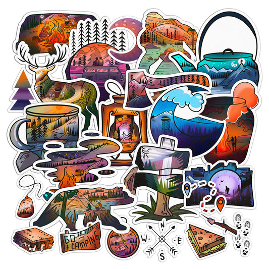 Cavka 28 PCS Sticker Pack for Laptop Wanderlust