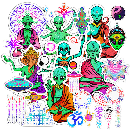 Cavka 27 PCS Sticker Pack for Laptop Alien Meditation