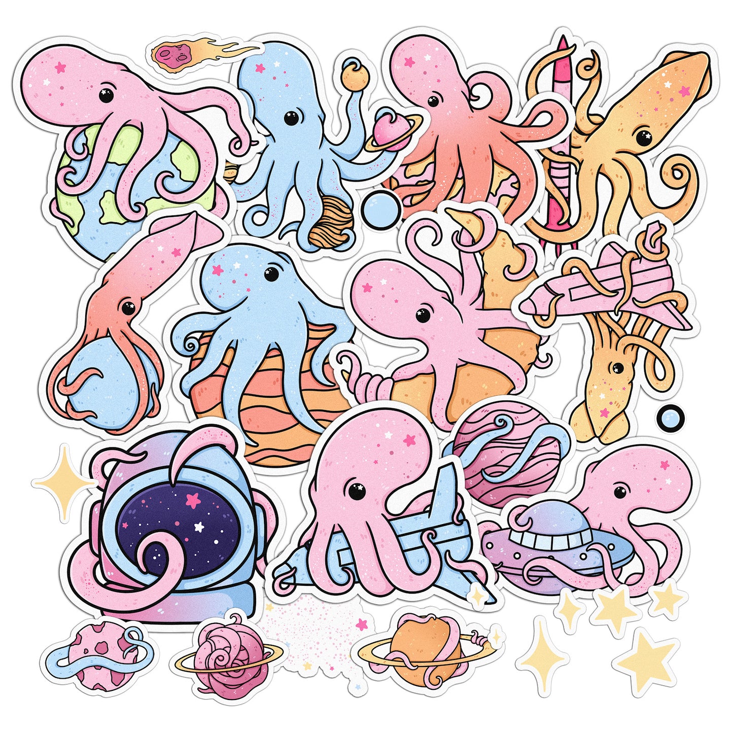 Cavka 21 PCS Sticker Pack for Laptop Baby Octopus