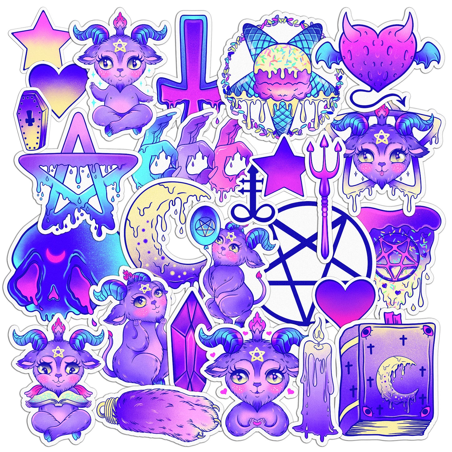 Cavka 26 PCS Sticker Pack for Laptop Cute Baphomet