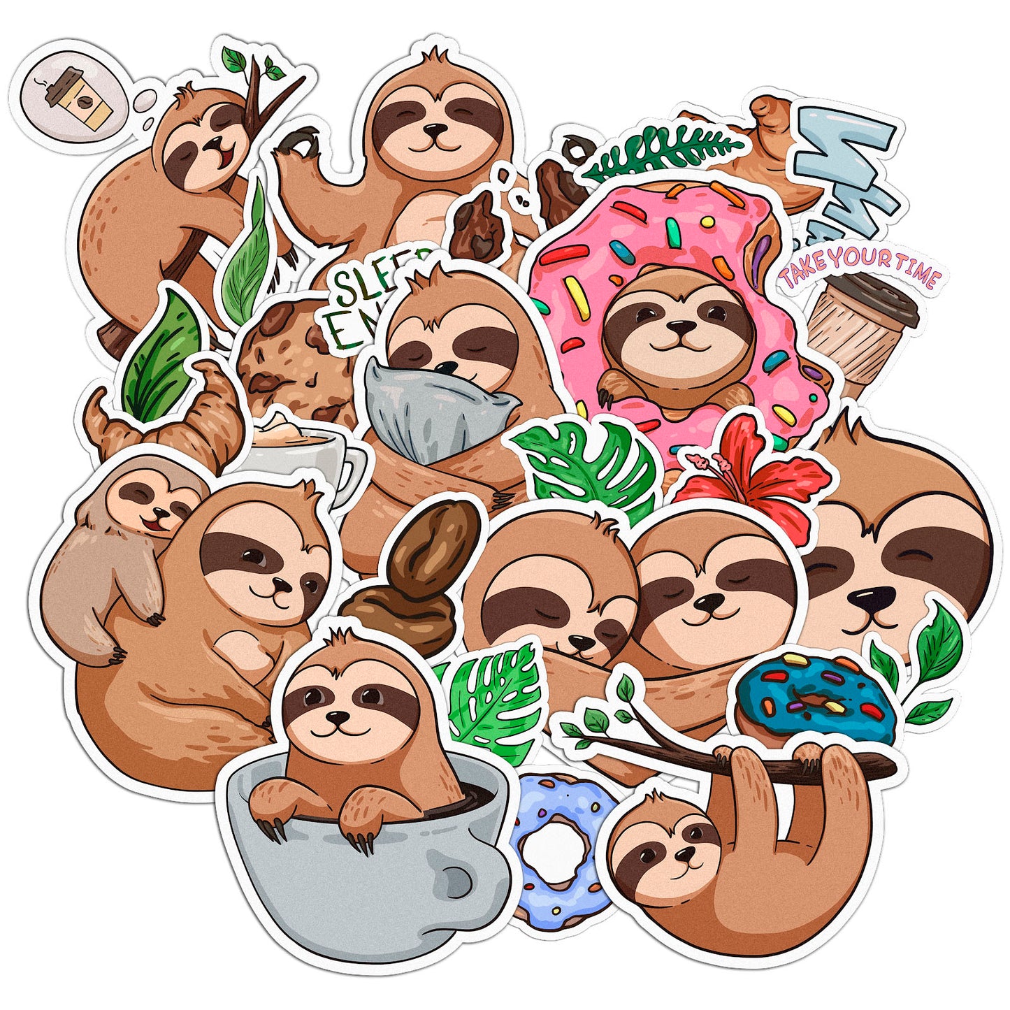 Cavka 30 PCS Sticker Pack for Laptop Sleepy Sloth