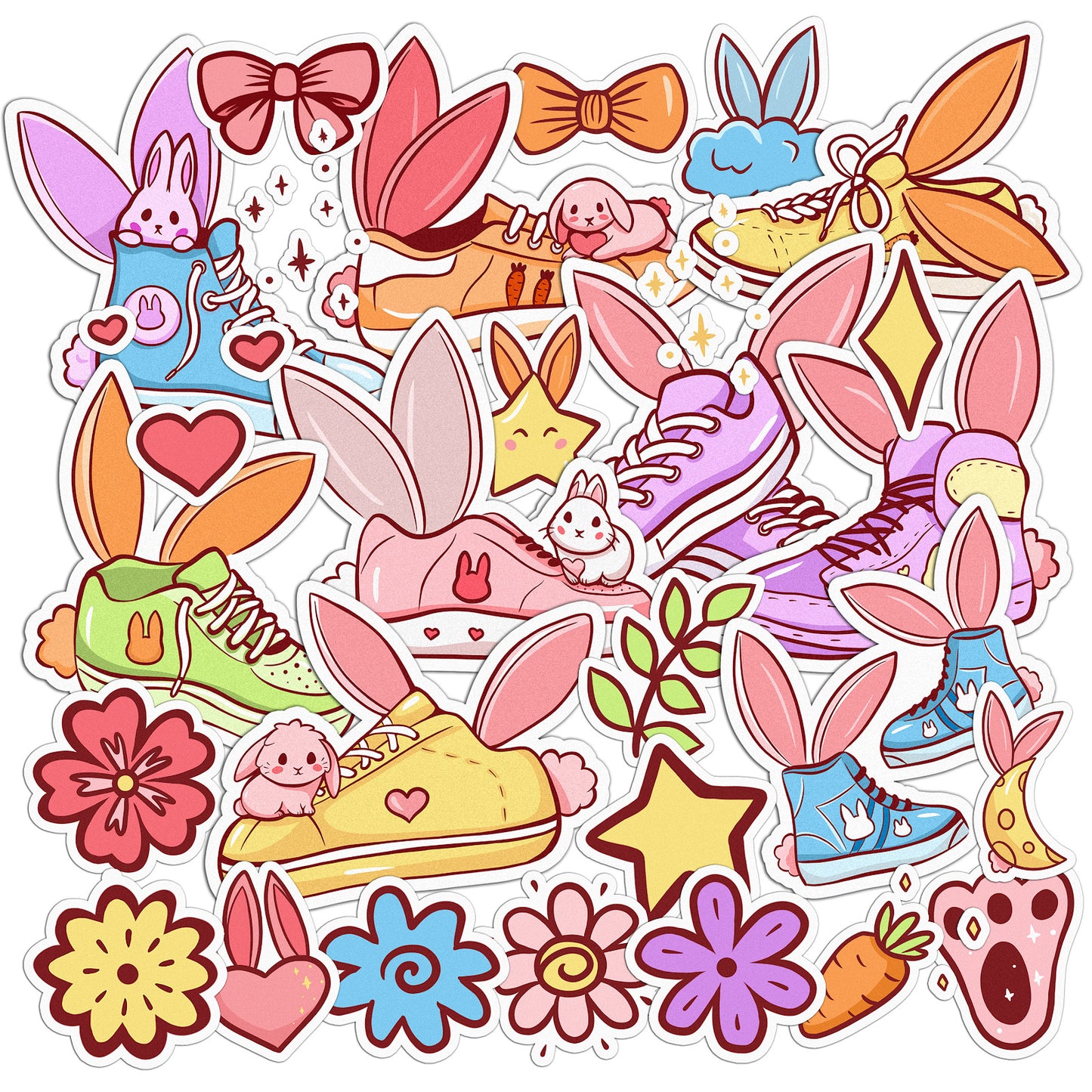 Cavka 28 PCS Sticker Pack for Laptop Bunny Sneakers