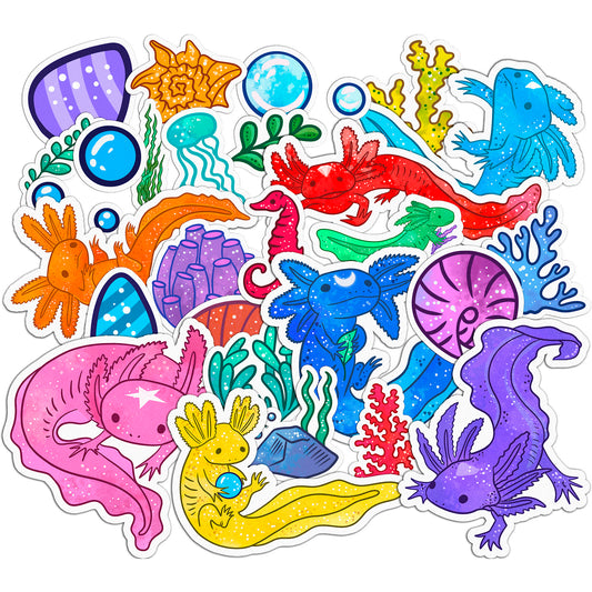 Cavka 28 PCS Sticker Pack for Laptop Colorful Axolotl