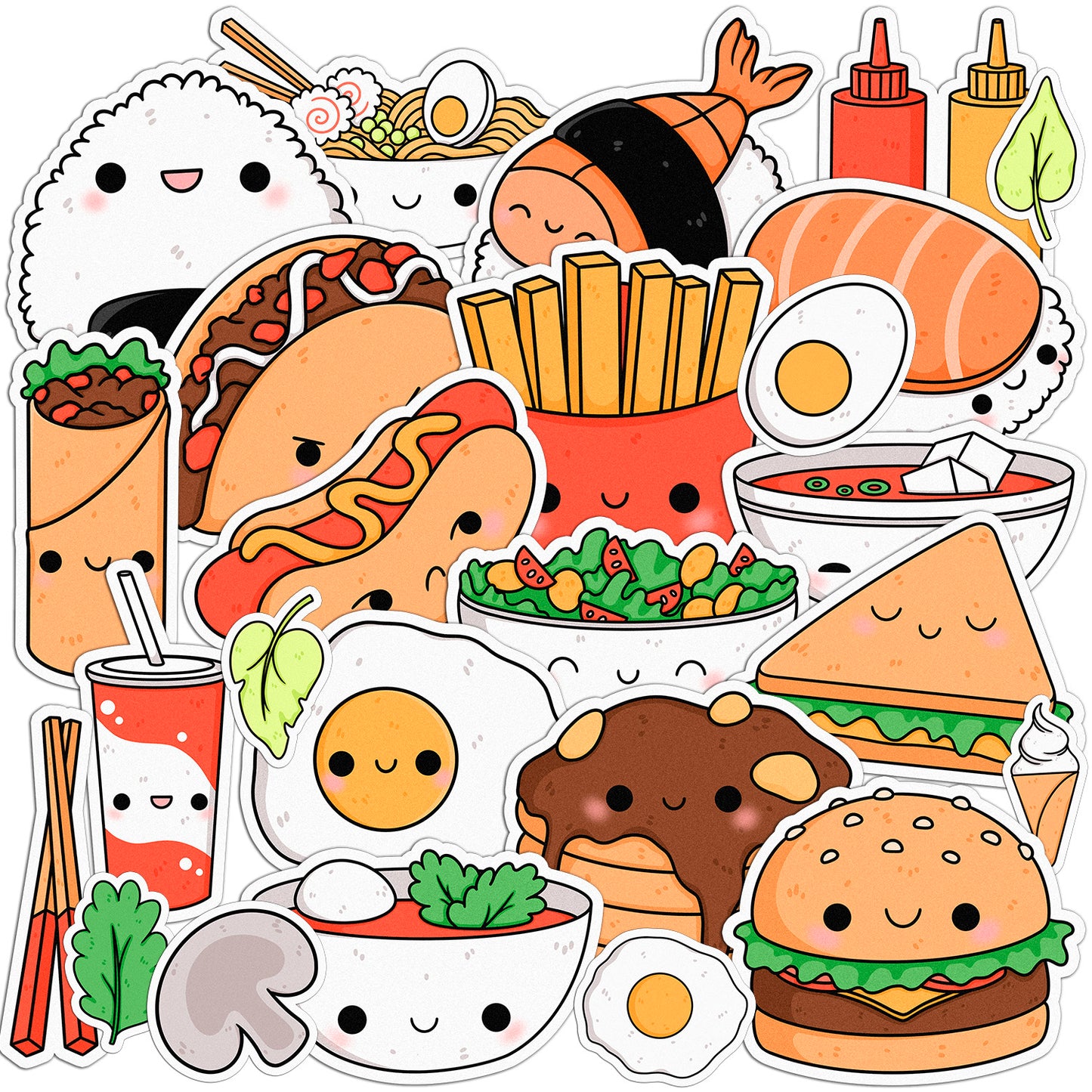 Cavka 25 PCS Sticker Pack for Laptop Kawaii Food