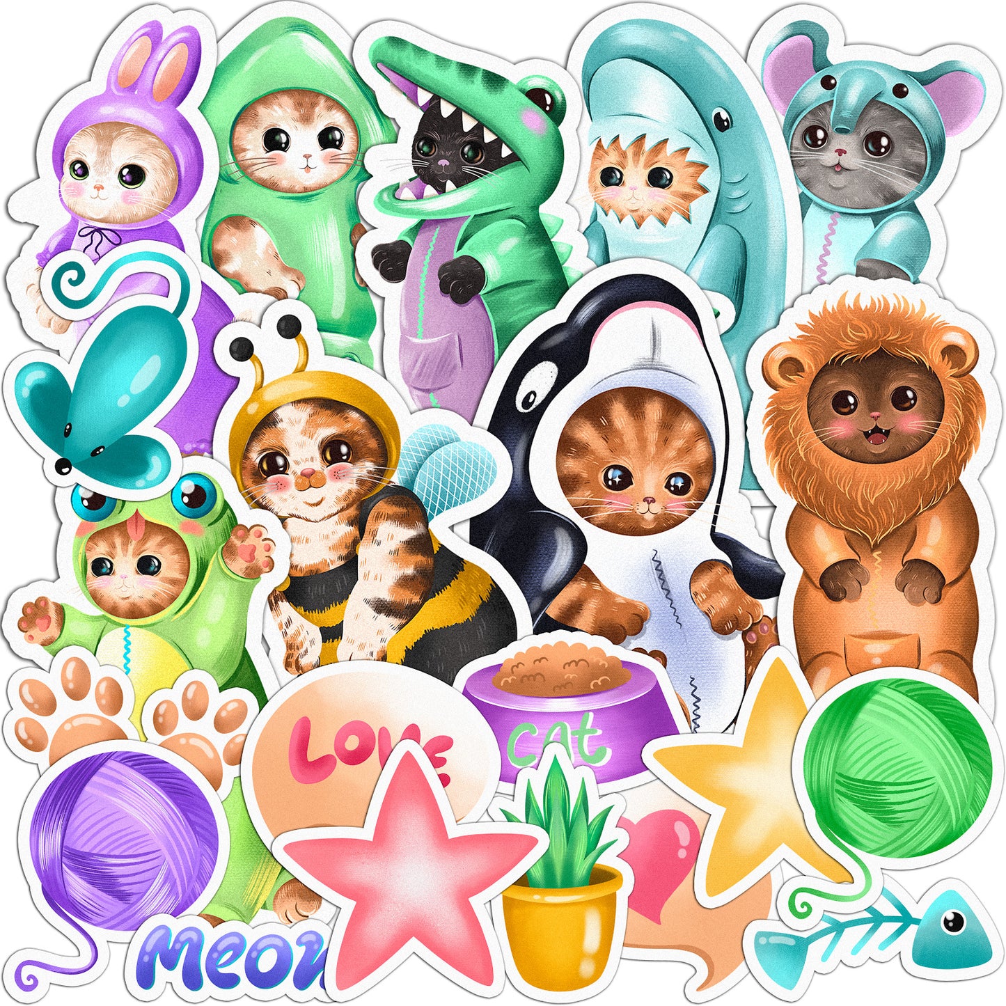 Cavka 23 PCS Sticker Pack for Laptop Animals in Costumes