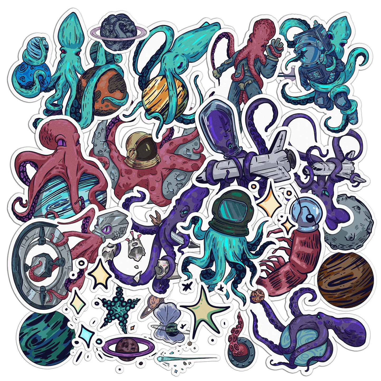 Cavka 27 PCS Sticker Pack for Laptop Alien Octopus