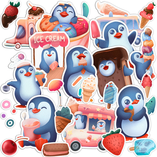 Cavka 29 PCS Sticker Pack for Laptop Penguin Ice Cream