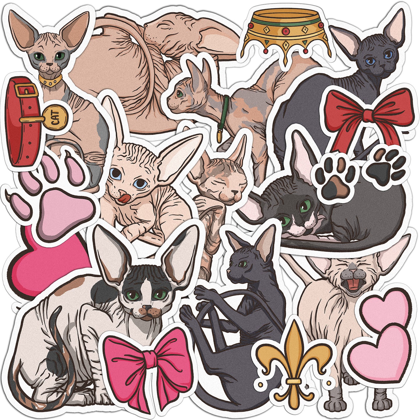 Cavka 20 PCS Sticker Pack for Laptop Sphynx Kitty