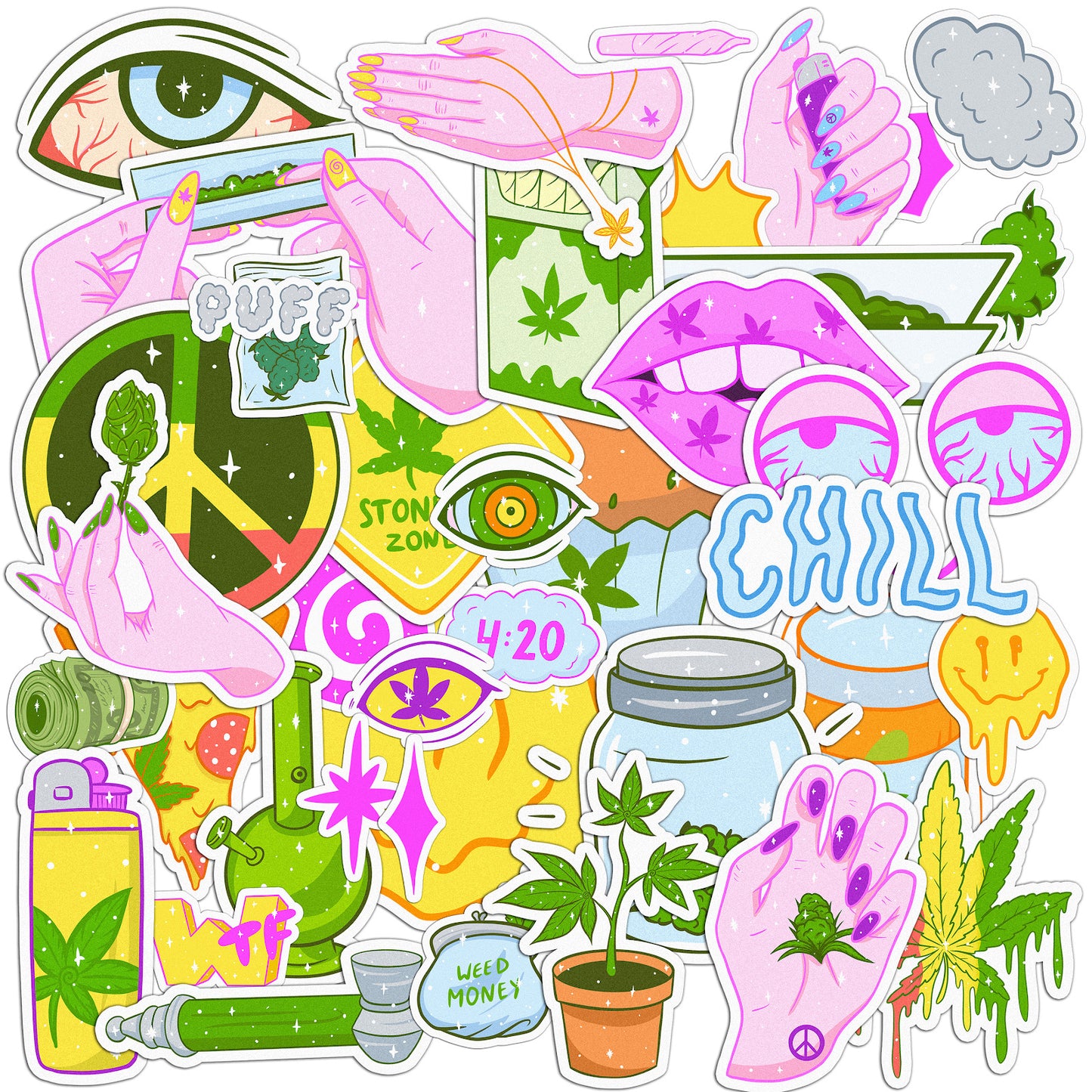 Cavka 41 PCS Sticker Pack for Laptop Stoner Zone