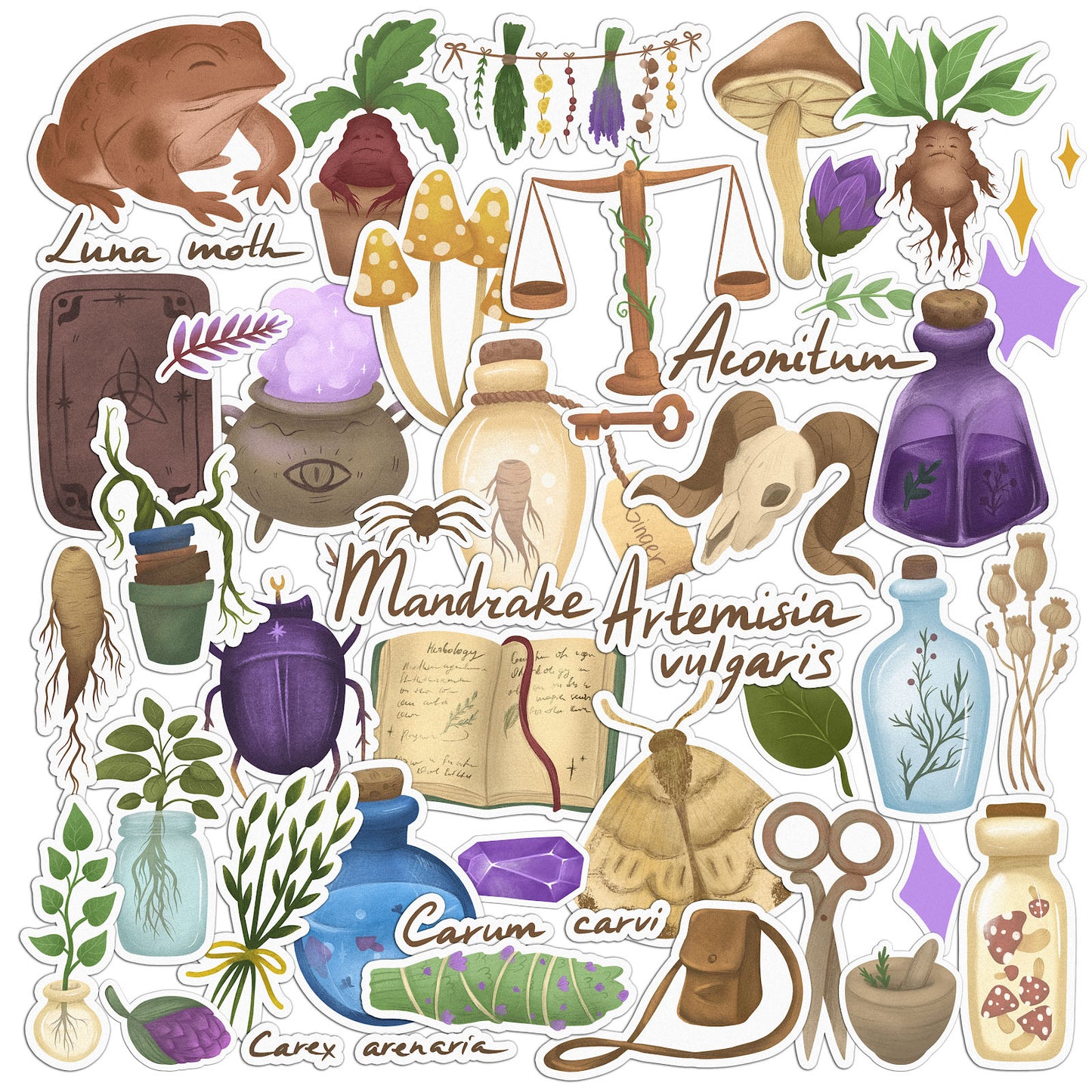 Cavka 45 PCS Sticker Pack for Laptop Herbology