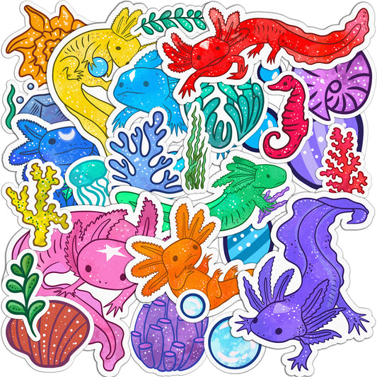 Cavka 27 PCS Sticker Pack for Laptop Colorful Axolotl