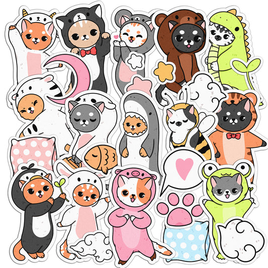 Cavka 24 PCS Sticker Pack for Laptop Kitty Sleepover