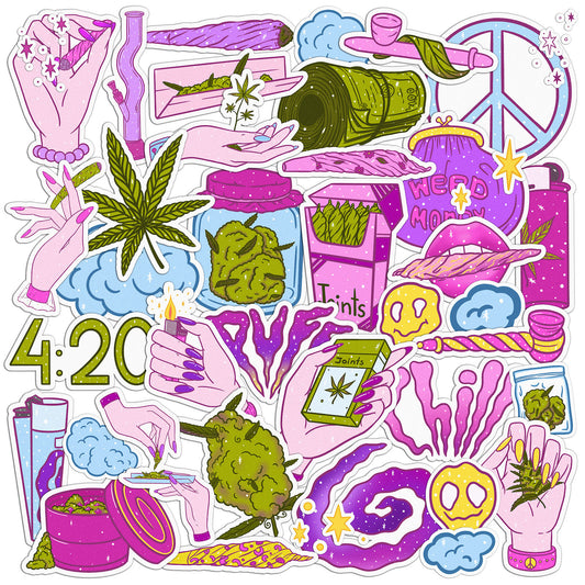 Cavka 43 PCS Sticker Pack for Laptop Smoking Weed