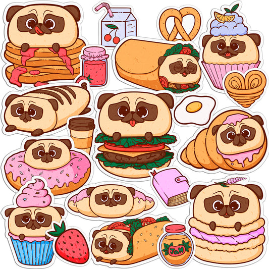 Cavka 21 PCS Sticker Pack for Laptop Yummy Pug