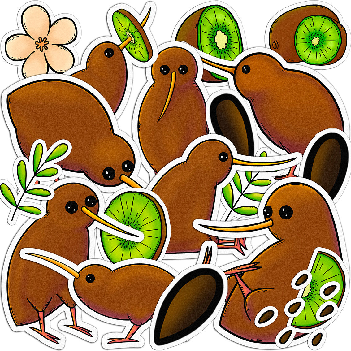 Cavka 22 PCS Sticker Pack for Laptop Kiwi Birds