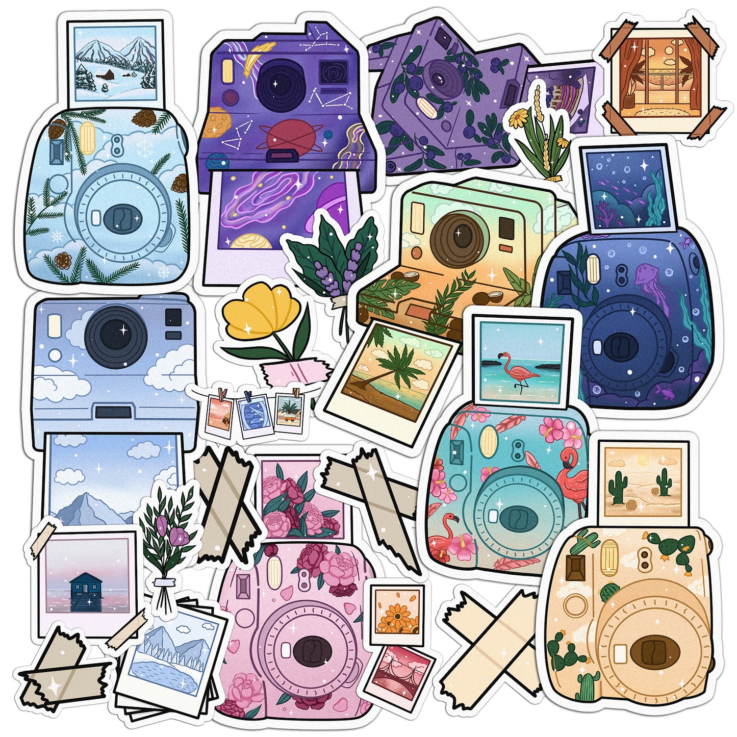 Cavka 22 PCS Sticker Pack for Laptop Cute Cameras