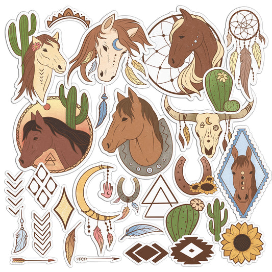 Cavka 29 PCS Sticker Pack for Laptop Tribal Horses