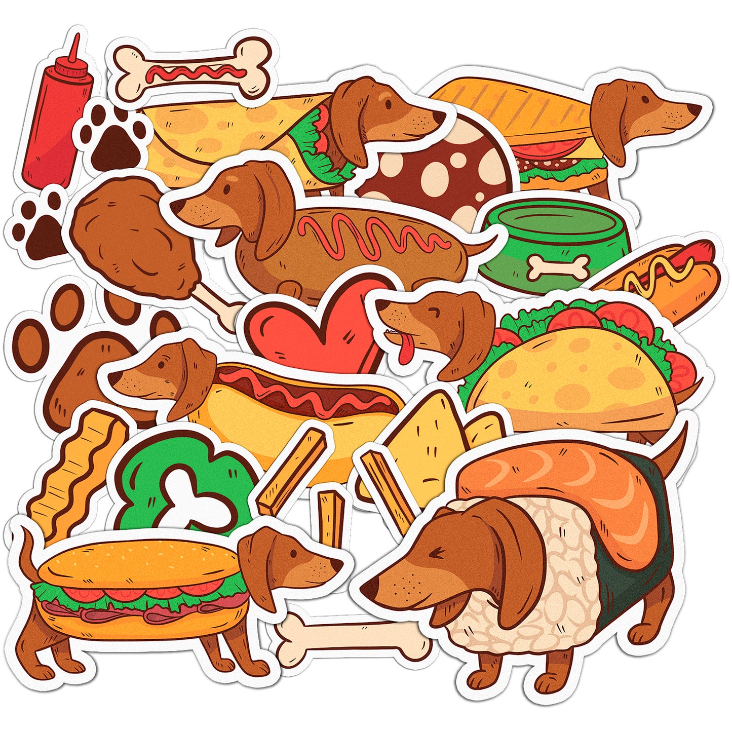 Cavka 23 PCS Sticker Pack for Laptop Doxie Food