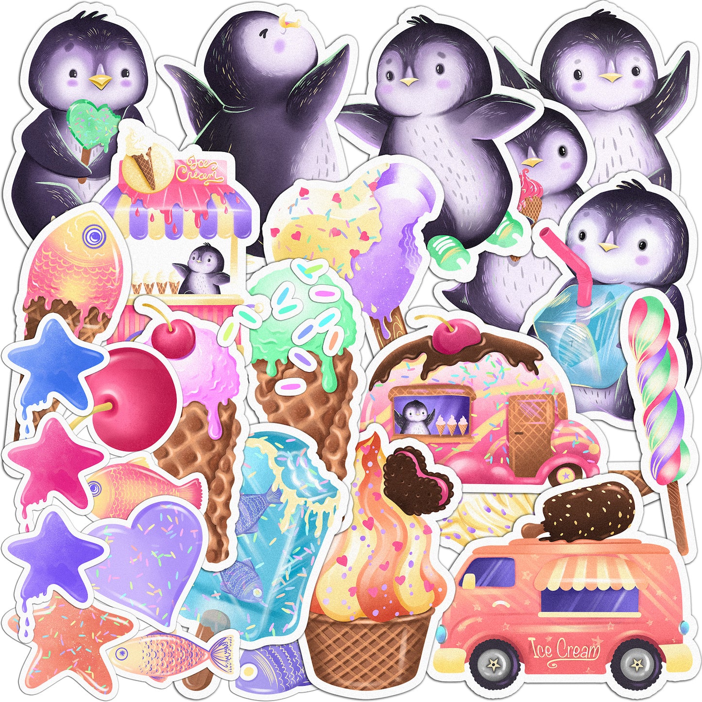 Cavka 28 PCS Sticker Pack for Laptop Baby Penguin