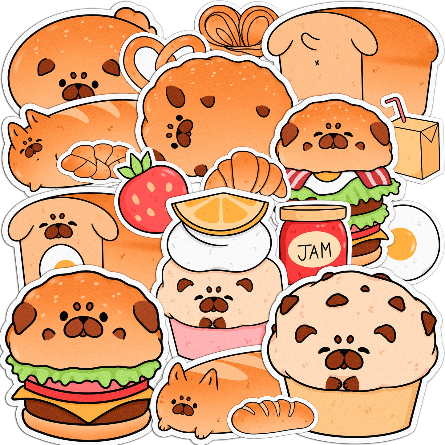 Cavka 21 PCS Sticker Pack for Laptop Pug Loaf