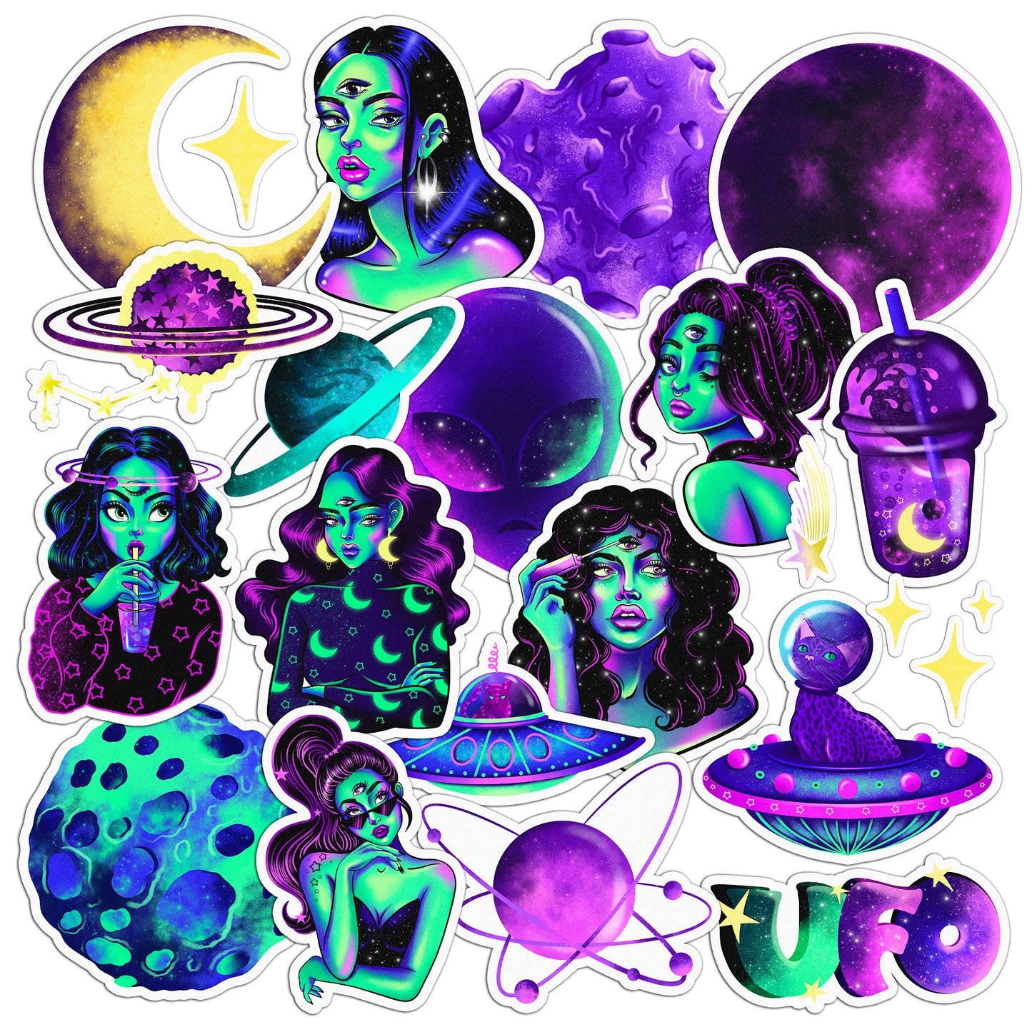 Cavka 22 PCS Sticker Pack for Laptop Trippy Girl