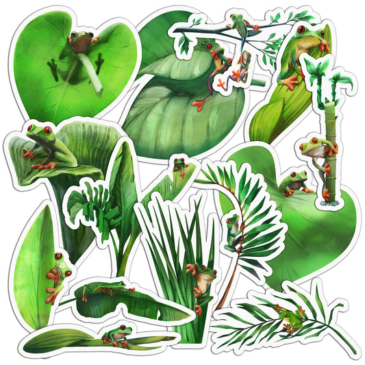 Cavka 14 PCS Sticker Pack for Laptop Green Frog