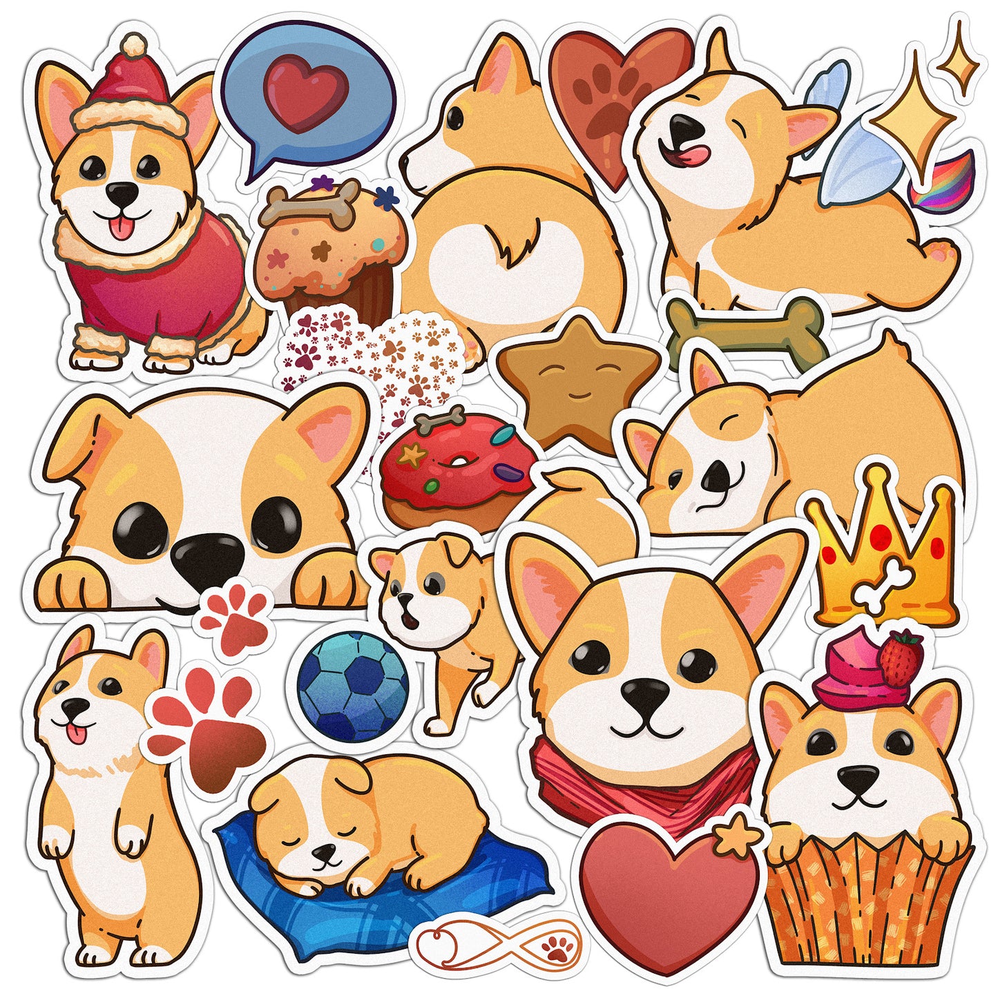 Cavka 23 PCS Sticker Pack for Laptop Corgi Pet