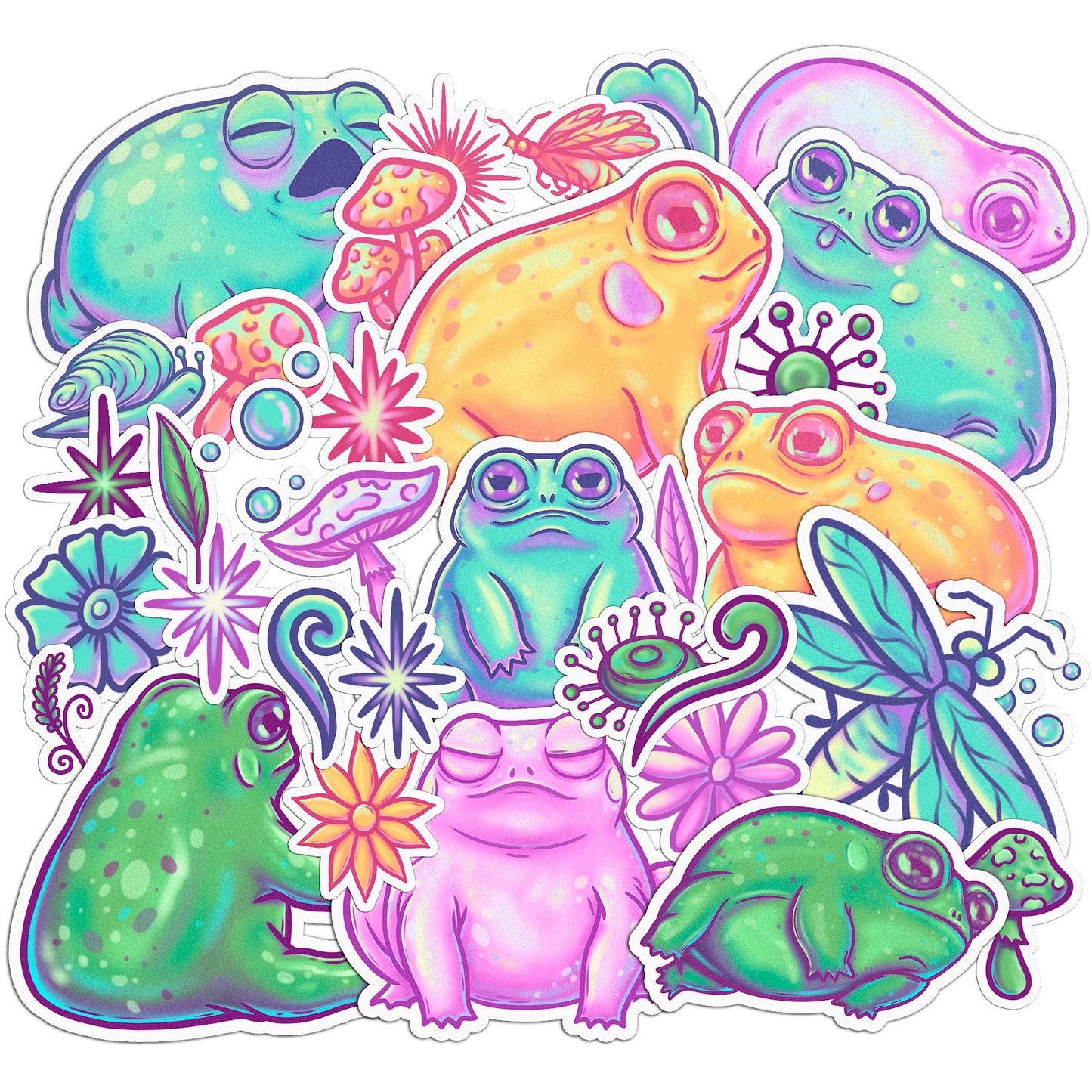 Cavka 34 PCS Sticker Pack for Laptop Colorful Frogs