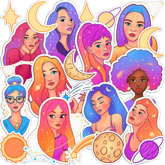 Cavka 24 PCS Sticker Pack for Laptop Celestial Girls