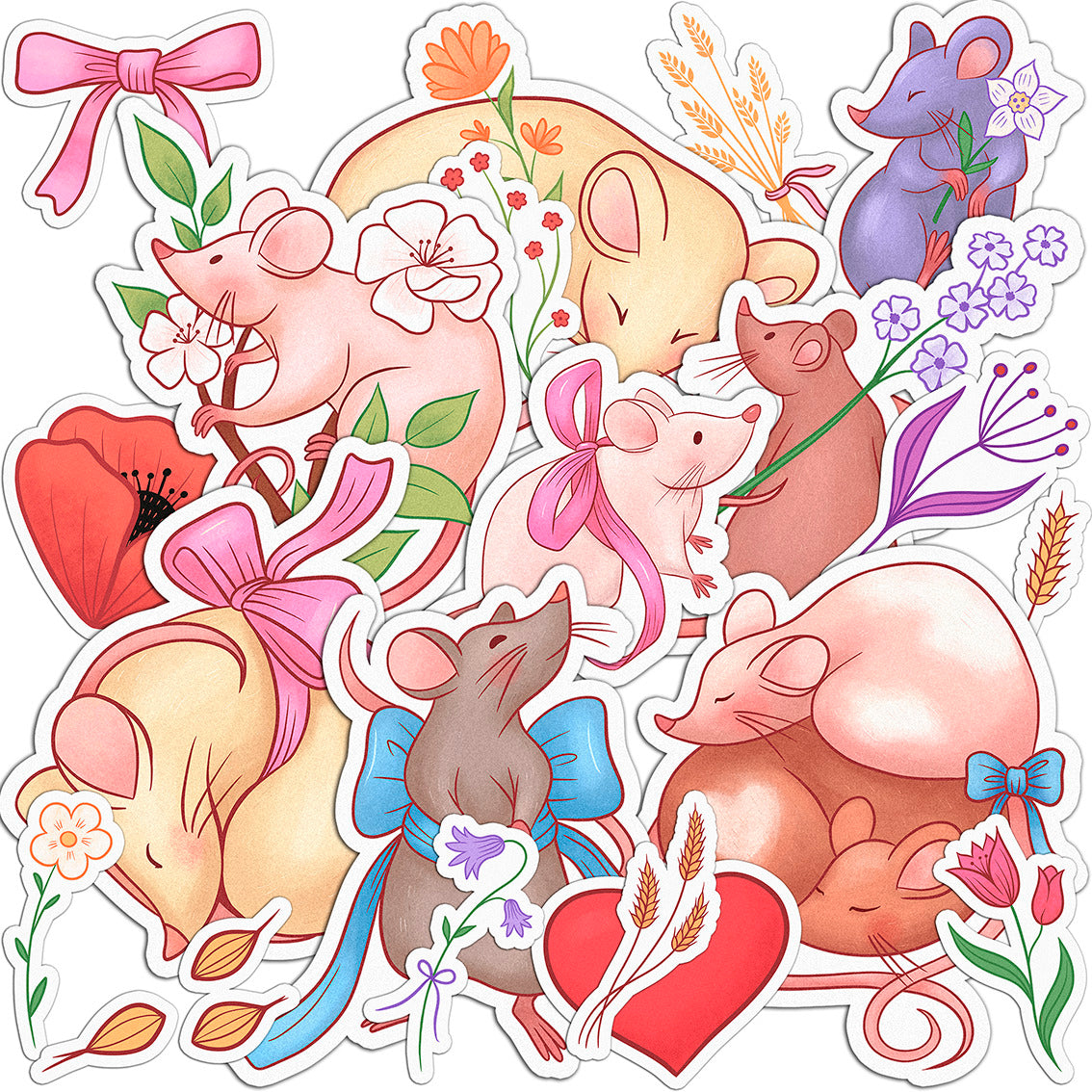 Cavka 20 PCS Sticker Pack for Laptop Lovely Mice