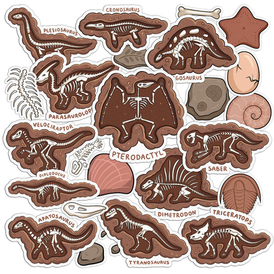 Cavka 23 PCS Sticker Pack for Laptop Dinosaur Fossils