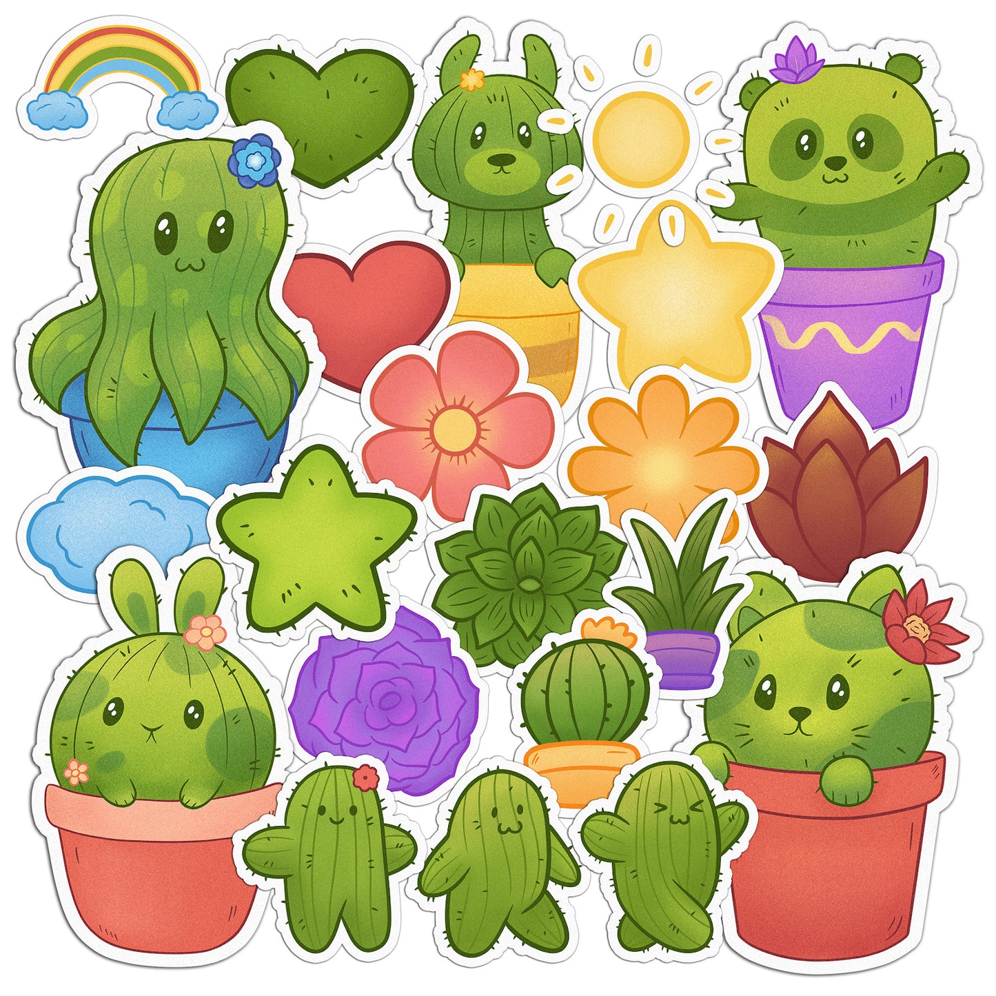 Cavka 23 PCS Sticker Pack for Laptop Kawaii Cacti