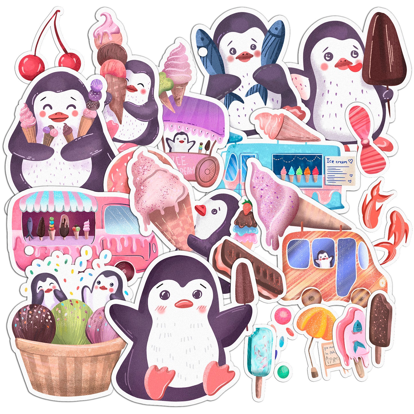 Cavka 23 PCS Sticker Pack for Laptop Yummy Penguins