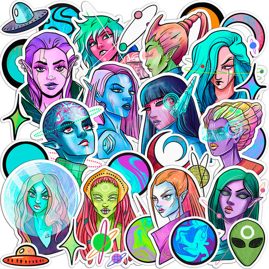 Cavka 33 PCS Sticker Pack for Laptop Female Aliens