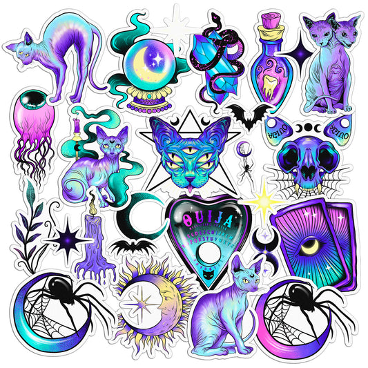 Cavka 25 PCS Sticker Pack for Laptop Spooky Sphynx