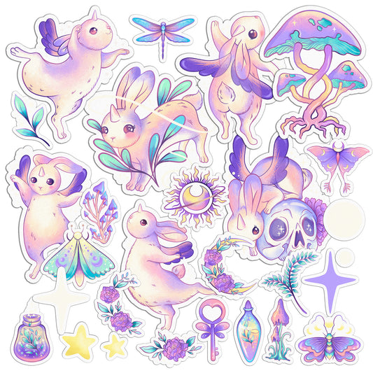 Cavka 26 PCS Sticker Pack for Laptop Mythical Bunnies