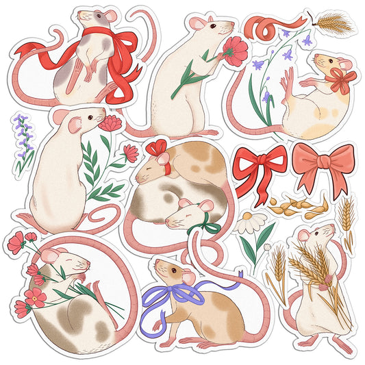 Cavka 17 PCS Sticker Pack for Laptop Charming Rats