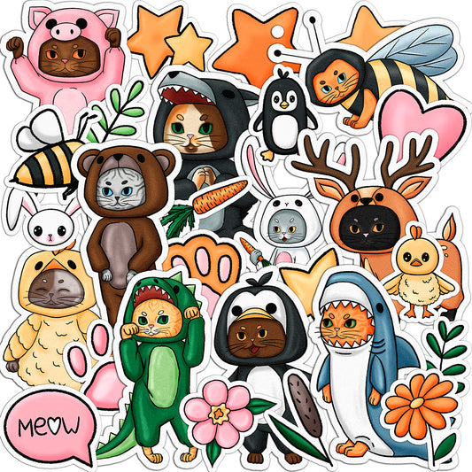 Cavka 28 PCS Sticker Pack for Laptop Kitty Animals