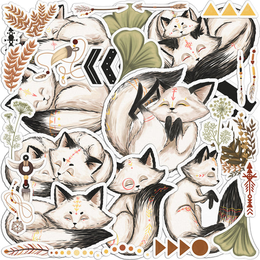 Cavka 32 PCS Sticker Pack for Laptop Sleeping Fox