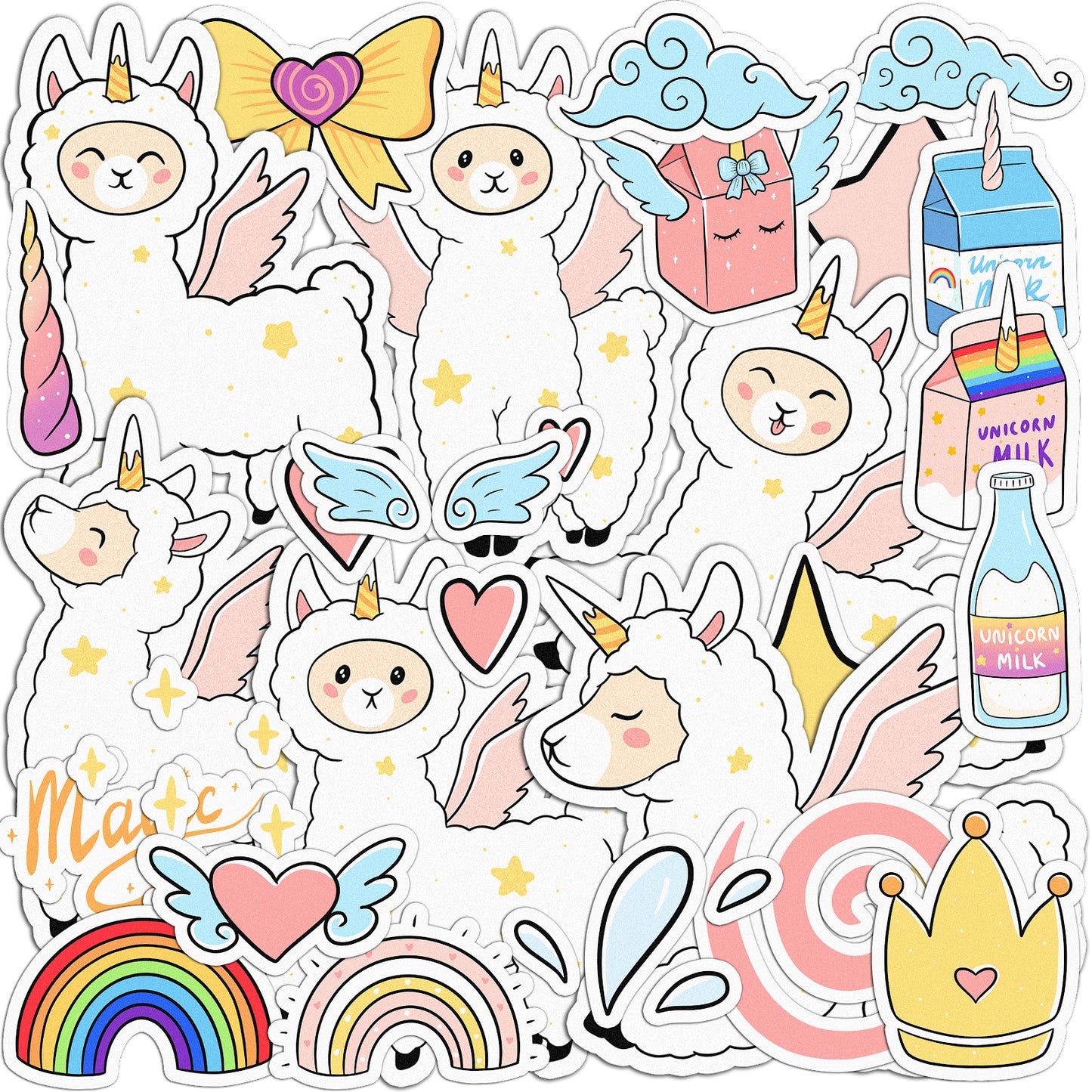 Cavka 26 PCS Sticker Pack for Laptop Fluffy Llamacorn