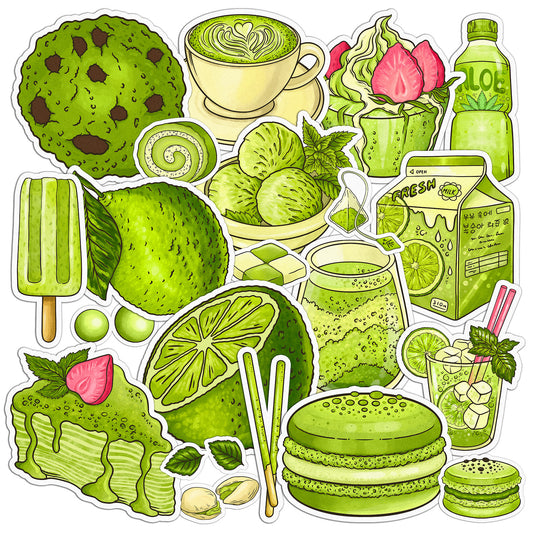 Cavka 20 PCS Sticker Pack for Laptop Matcha Snacks