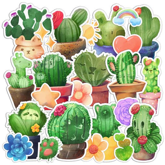 Cavka 25 PCS Sticker Pack for Laptop Adorable Cactuses