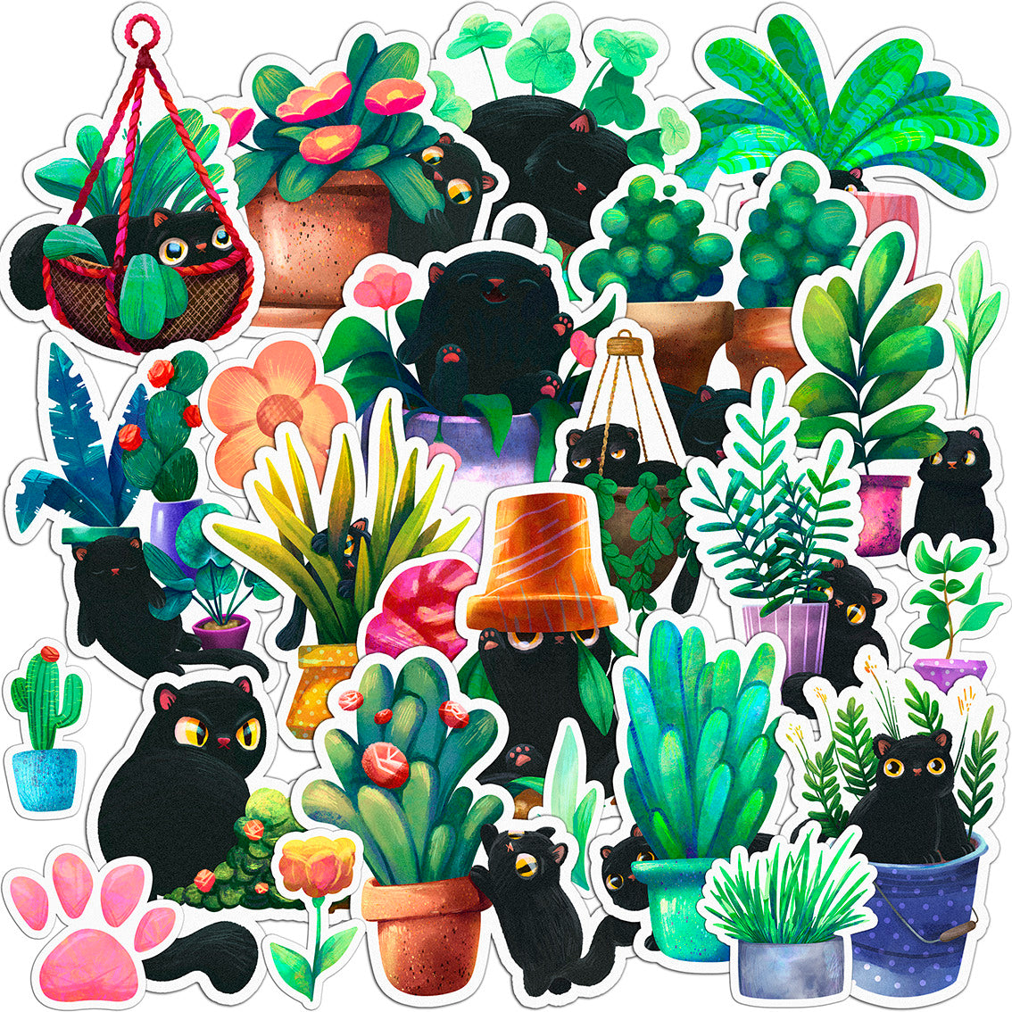 Cavka 25 PCS Sticker Pack for Laptop Purrfect Plants