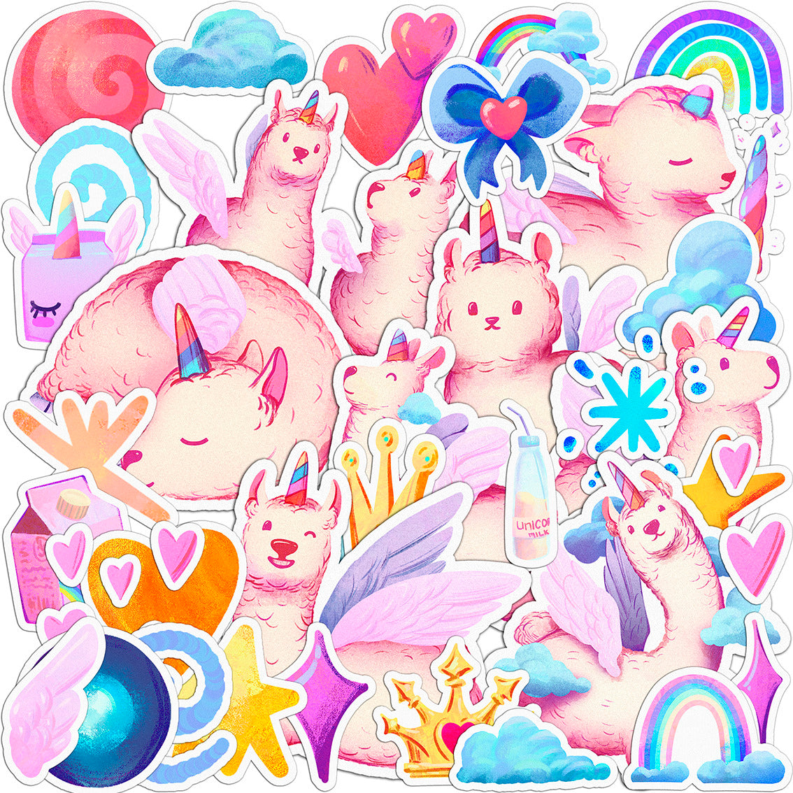 Cavka 37 PCS Sticker Pack for Laptop Sweet Llama
