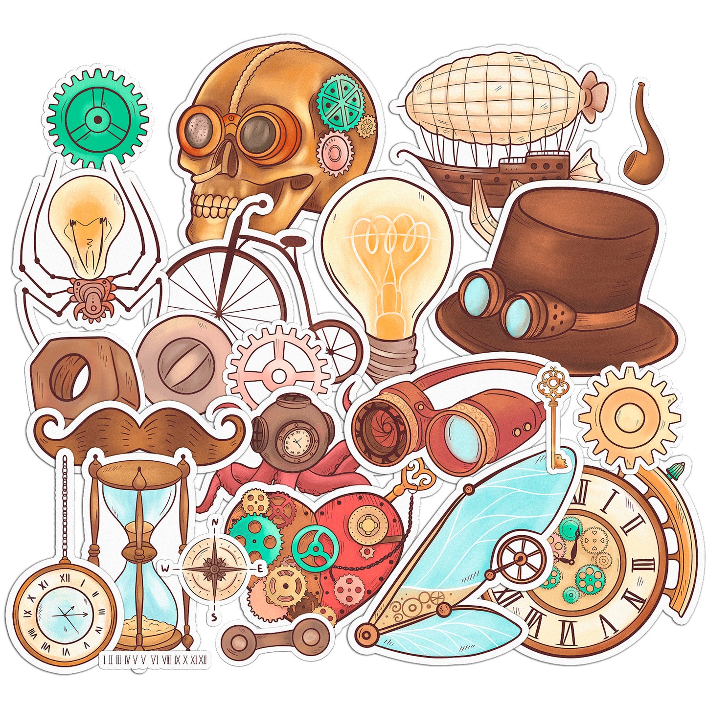 Cavka 26 PCS Sticker Pack for Laptop Steampunk