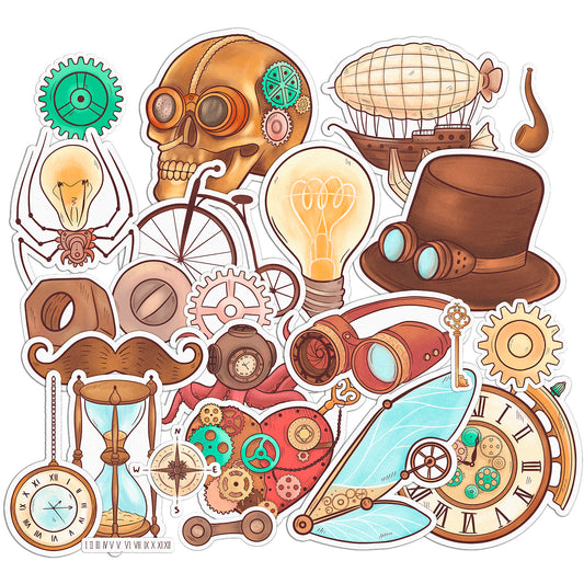 Cavka 26 PCS Sticker Pack for Laptop Steampunk